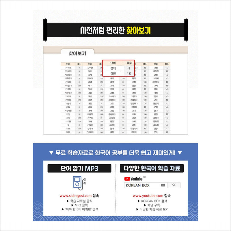 Ssokssok Korean Vocabulary King TOPIK 2 Intermediate Set (Vocabulary Book + Vocabulary Workbook) - 1800 essential words for TOPIK levels 3~4