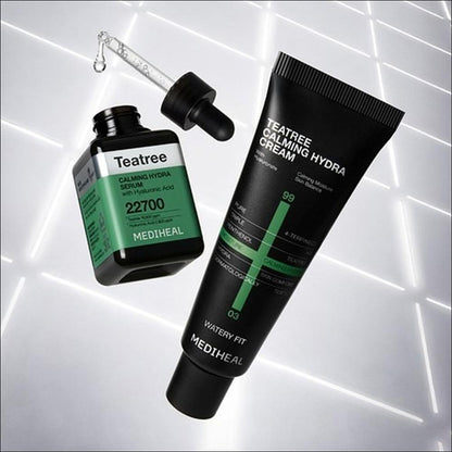 [Mediheal] Teatree Hyaluronate Calming Hydra Skincare Set - Serum 40ml(+10ml x 3) & Cream 50ml | Olive's K-beauty