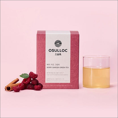 OSULLOC Berry Garden Green Tea Bags Premium Raspberry Vanilla Blended Tea 20g