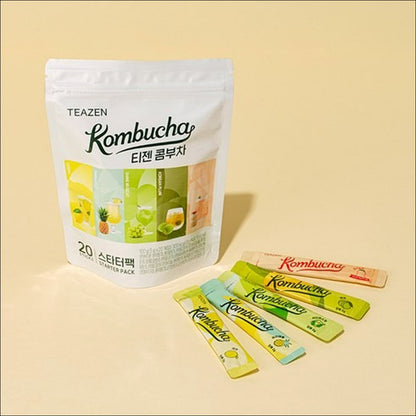 TEAZEN Kombucha Starter Pack (Lemon 4p + Pineapple 4p + Shine Muscat 4p + Plum 4p + Yogurt 4p) / Low Calorie, Zero Sugar, Prebiotics
