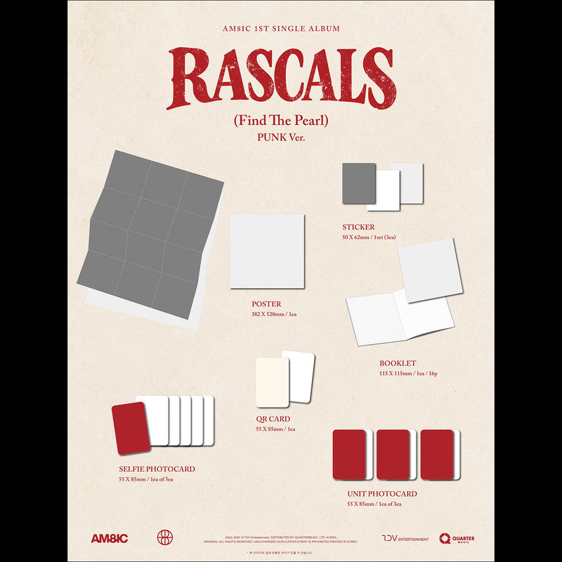[Pre-order] AM8IC - 1st Single Album [RASCALS (Find The Pearl)] PUNK Ver. / ROAD Ver. + Free Gift