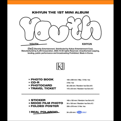 MONSTA X KIHYUN - YOUTH 1st Mini Album