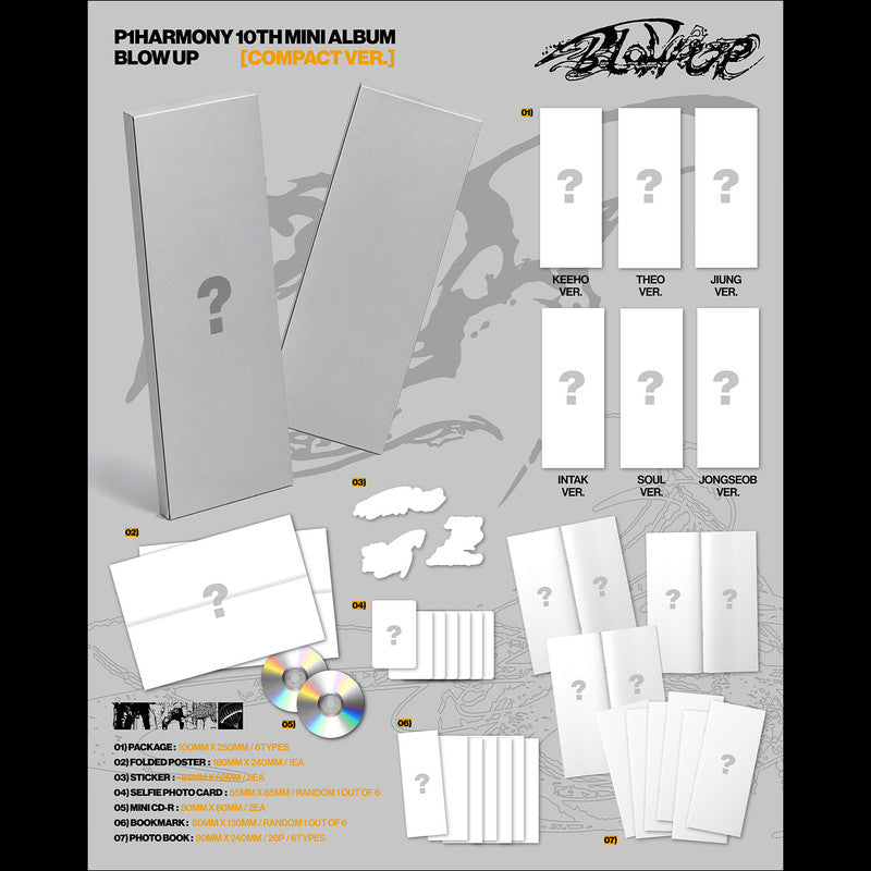 [SET/Pre-order] P1Harmony 10th Mini Album BLOW UP Compact Version Official Sealed Album + Free Gift