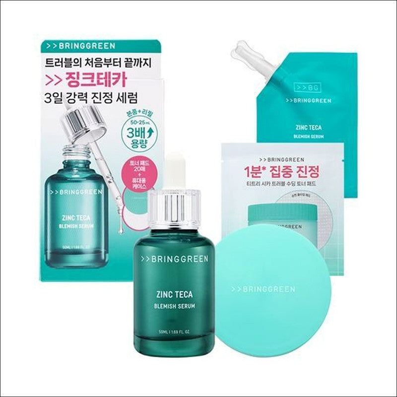 BRINGGREEN ZINC TECA Trouble Serum 50ml + 25ml Refills + 20 pads