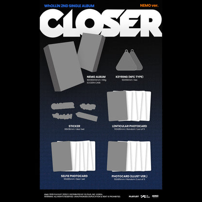 [Pre-order] WhOLLiN 2nd Single Album Stand Closer NEMO Version Official Sealed Album + Free Gift
