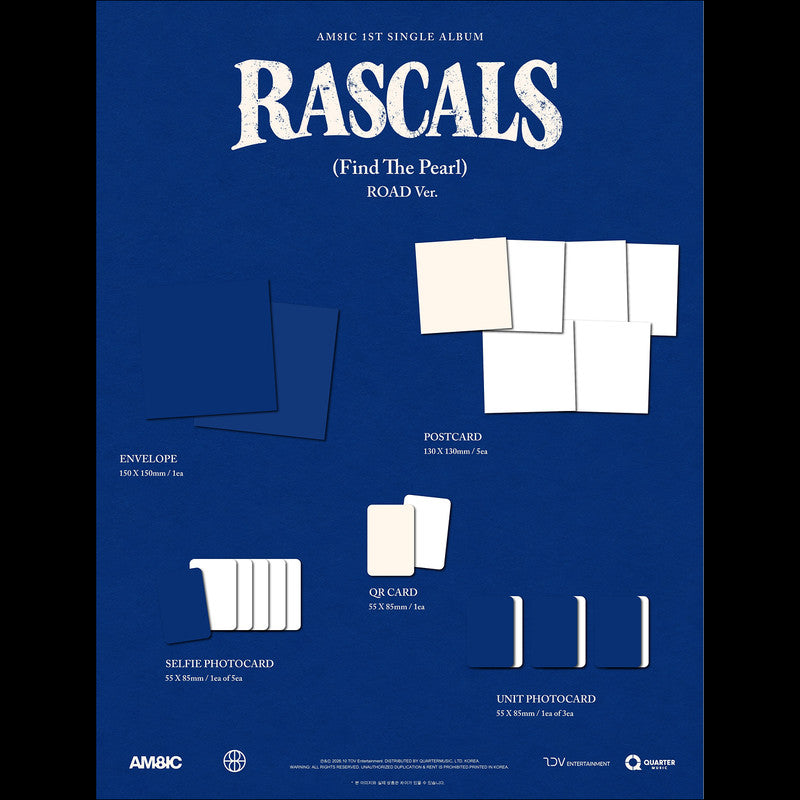 [Pre-order] AM8IC - 1st Single Album [RASCALS (Find The Pearl)] PUNK Ver. / ROAD Ver. + Free Gift