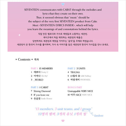 SEVENTEEN LYRICS INSIDE