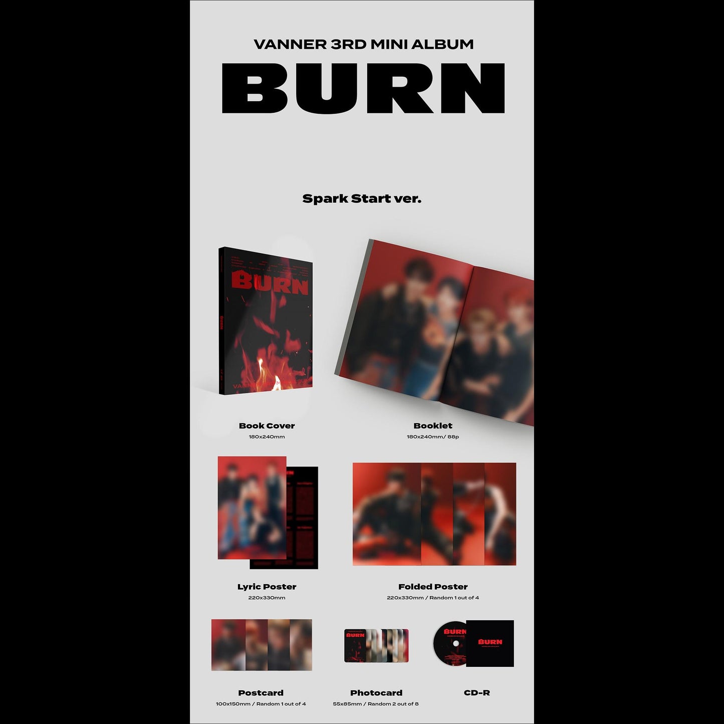 VANNER - BURN 3rd Mini Album (Spark Start VER. / Sparkle VER. / Empty VER.)