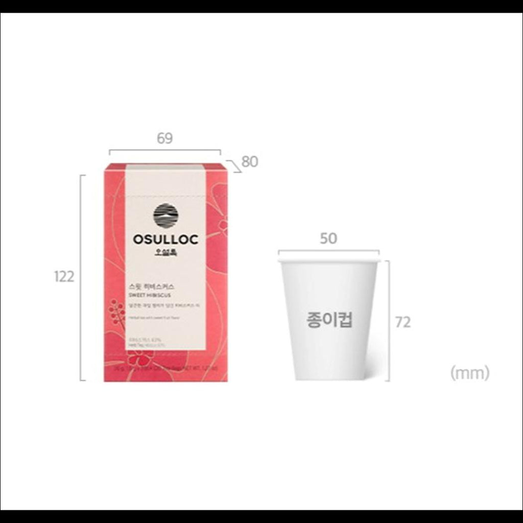 OSULLOC Sweet Hibiscus Herbal Tea Bags Caffeine-Free Sweet Fruit Mint Blended Tea 36g