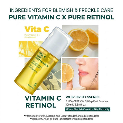 [BONCEPT] Vita C Whip First Essence 100ml | Brightening Vitamin C & Retinol Bubble Toner, K-Beauty