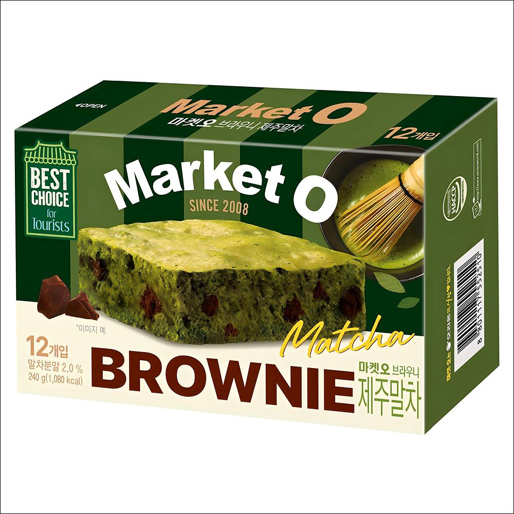 [Orion] Market O Real Brownie Jeju Matcha 240g (12 Pieces) - Premium Green Tea Chocolate Fudgy Cake (Authentic Korean Dessert)