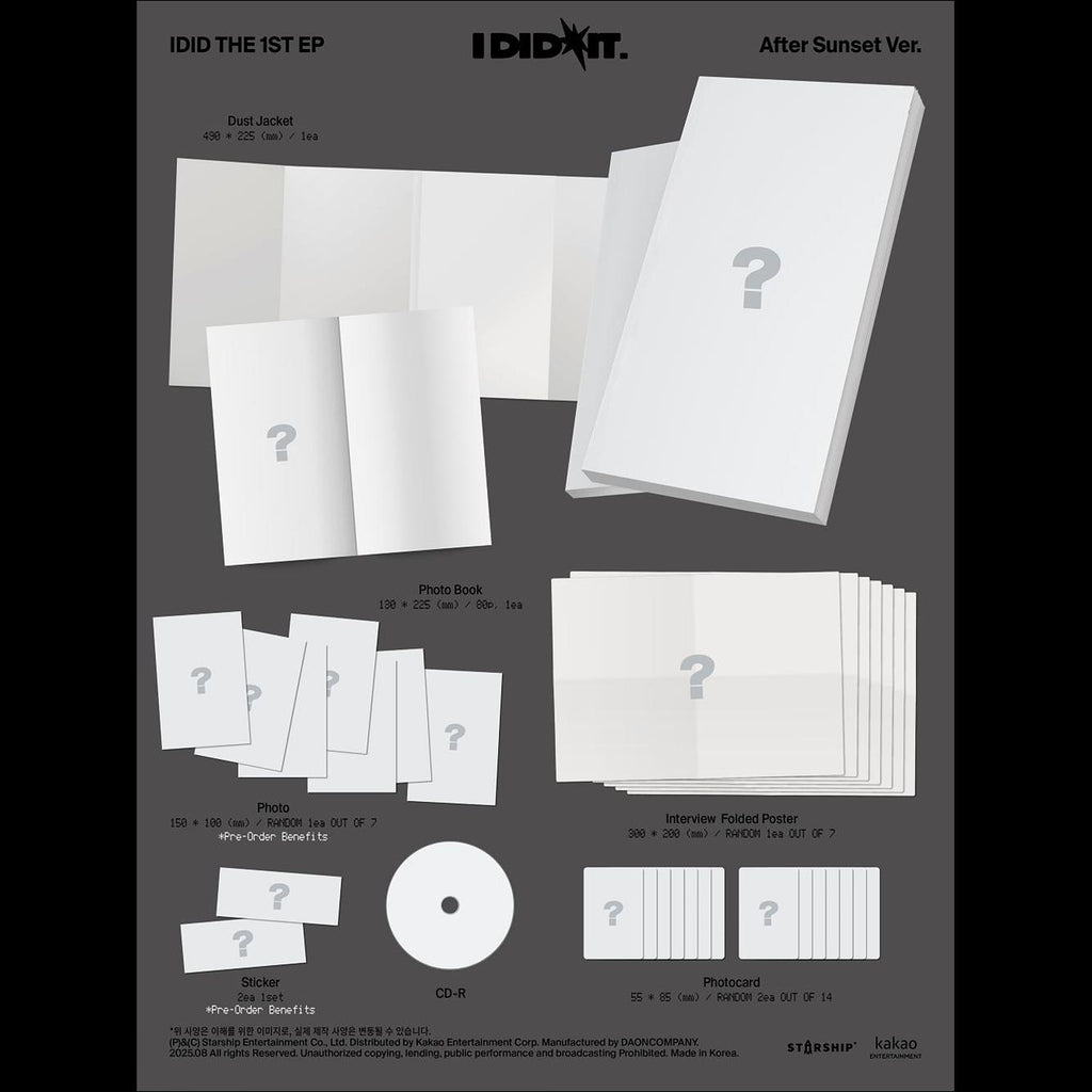 IDID [I did it] (Yesterday Ver. / After Sunset Ver.) / 1st Mini Album