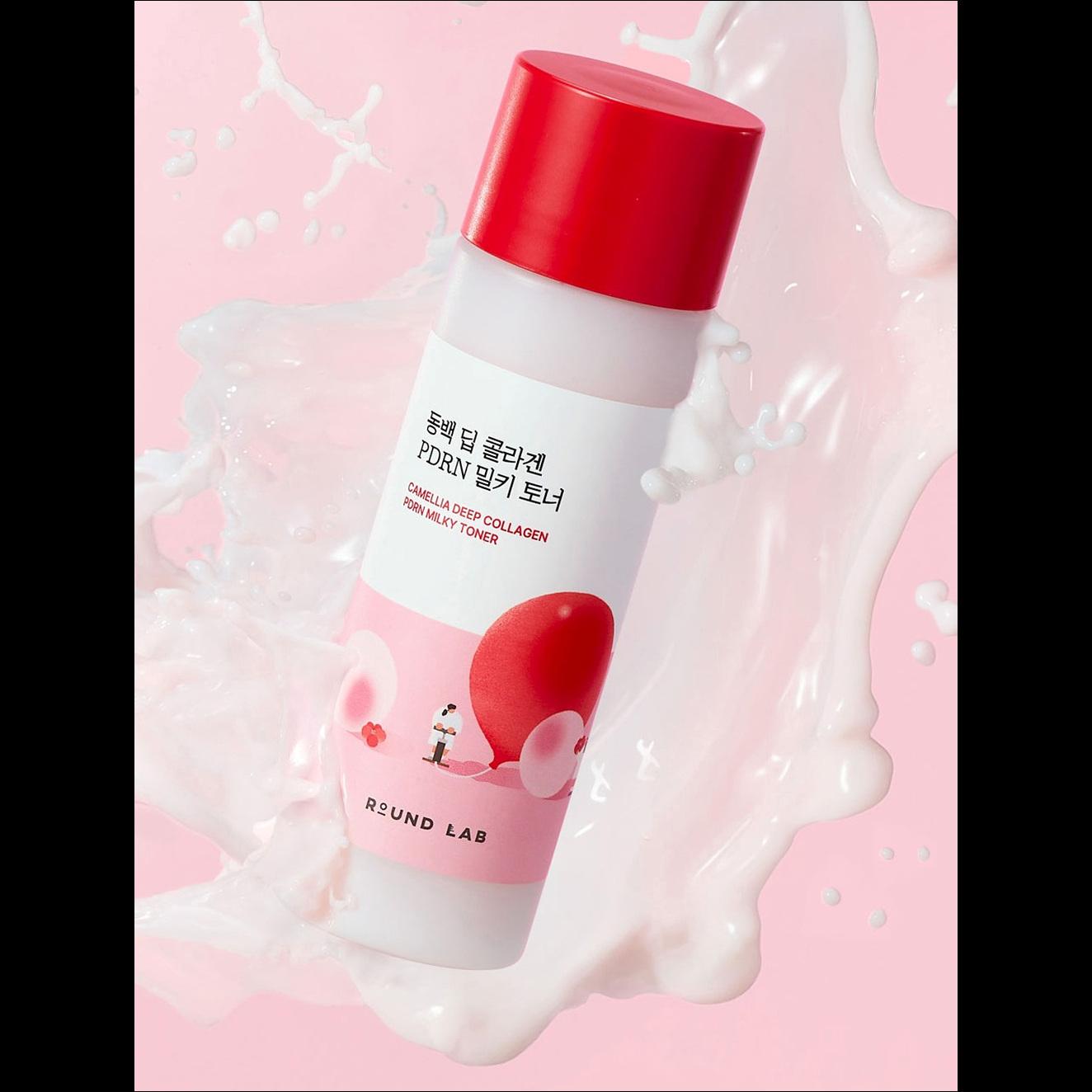 [Round Lab] Camellia Deep Collagen PDRN Milky Toner - French Low-Molecular Collagen & Vegan PDRN Firming Care, 30ml / 200ml | Olive's K-beauty