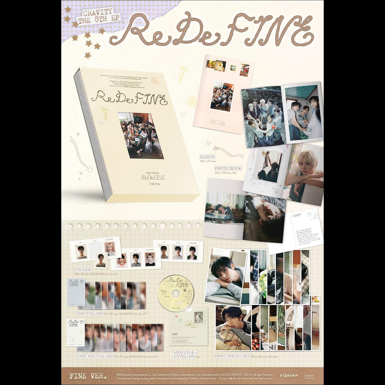 (FINE Ver.) CRAVITY [ReDeFINE] THE 8TH EP Album + Free Gift