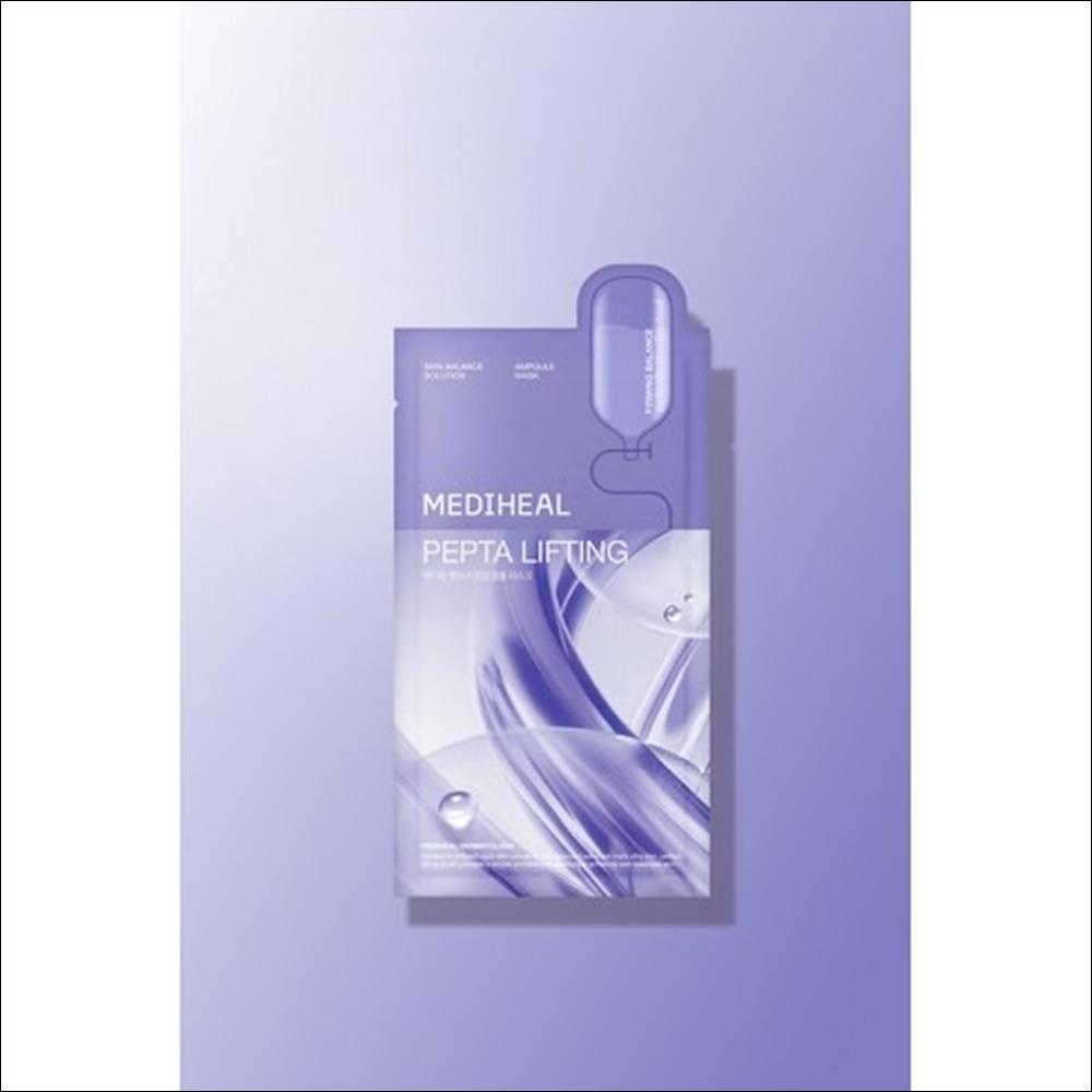 MEDIHEAL Double Calming Water Mask+Hyalu Moist Essence Mask+Pepta Lifting Ampoule Mask, 30 sheets, 1 set