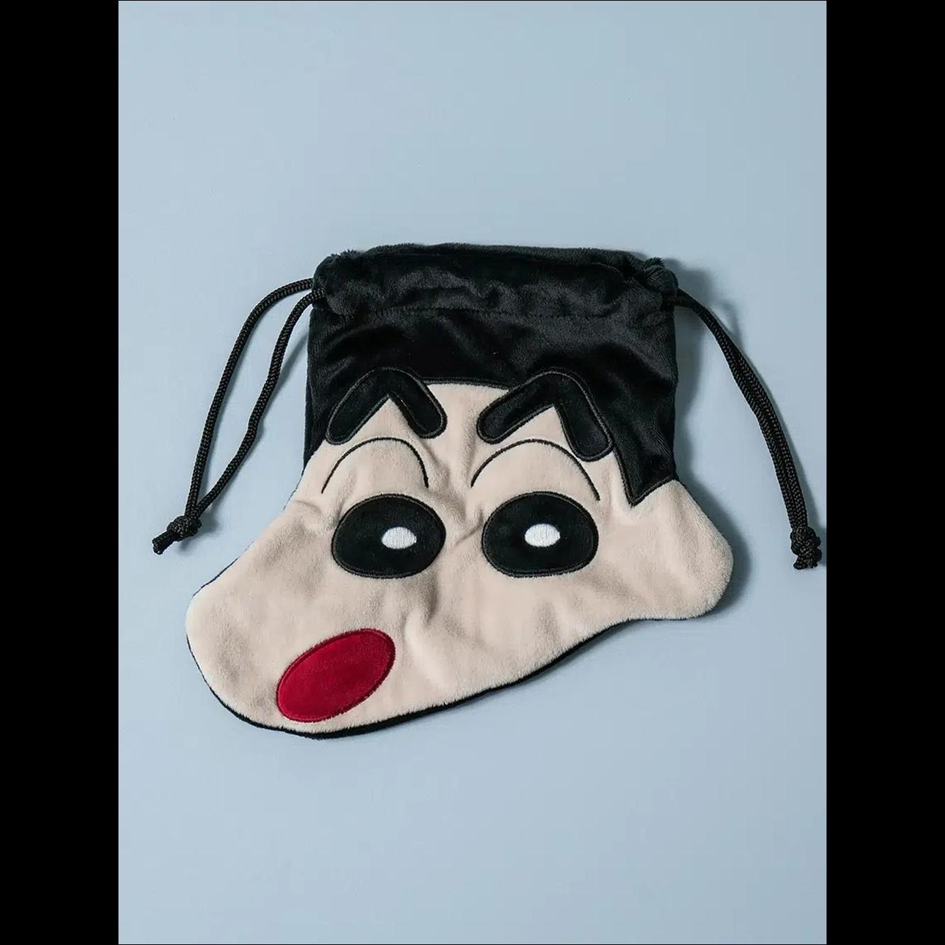 [K-Goods] Daiso Korea Crayon Shin-chan Face String Pouch - Cute Shin-chan Drawstring Bag Organizer (Authentic)