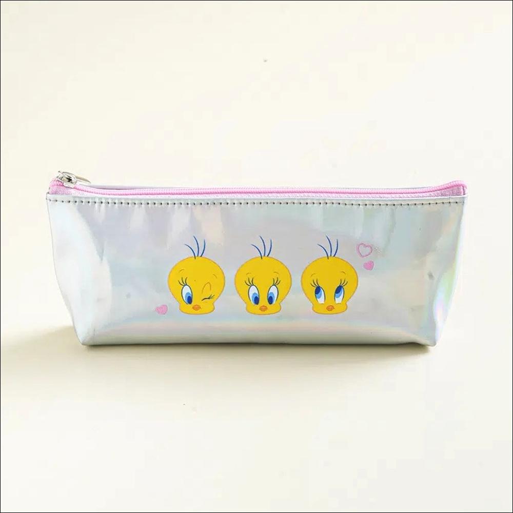 [K-Stationery] Daiso Korea Looney Tunes Tweety Hologram Pencil Case - Cute Korean Stationery School Supplies