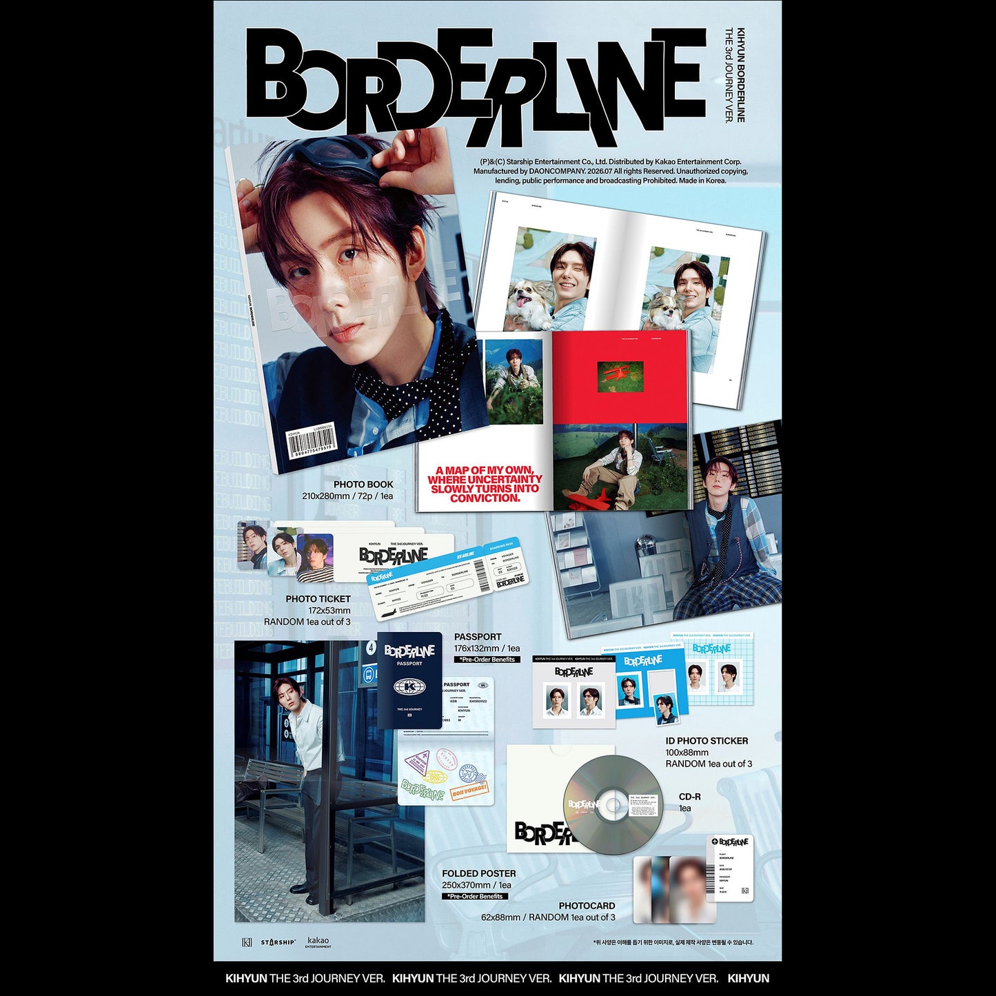 KIHYUN (MONSTA X) [BORDERLINE] THE 3rd JOURNEY Ver. + Free Gift