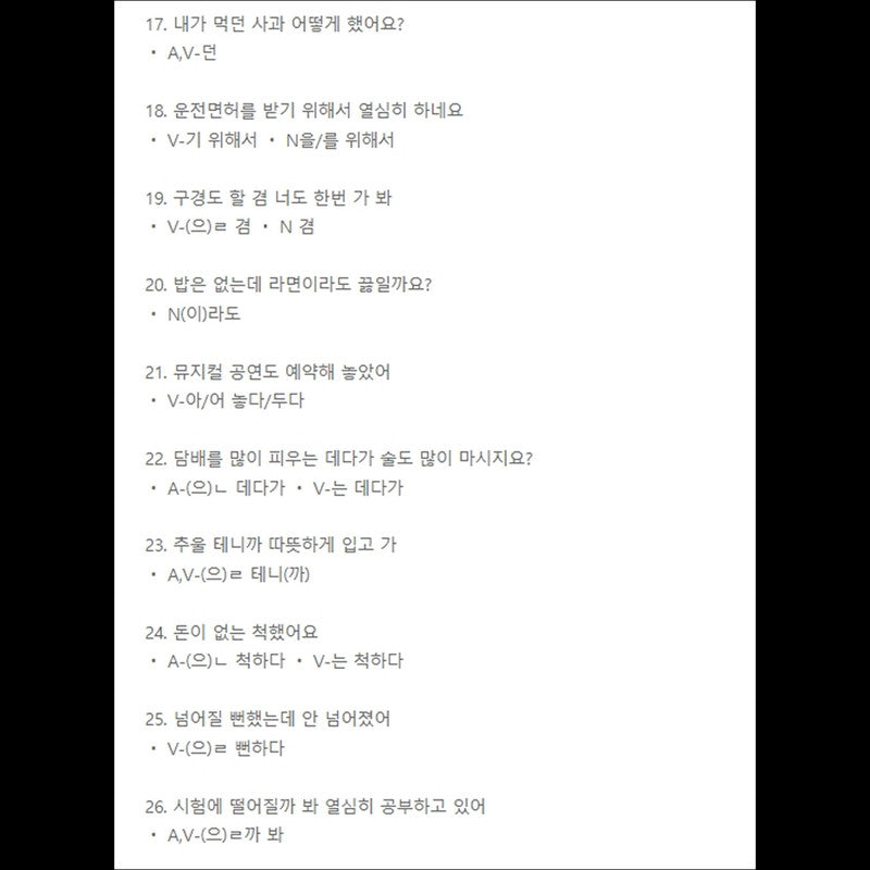 55 Korean grammar for KIIP/TOPIK