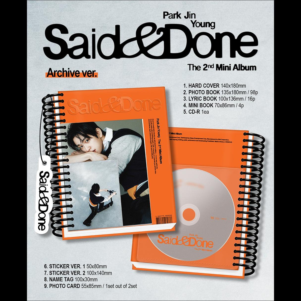 Park Jin Young (GOT7) [Said & Done] 2nd Mini Album (Archive ver.) + Free Gift