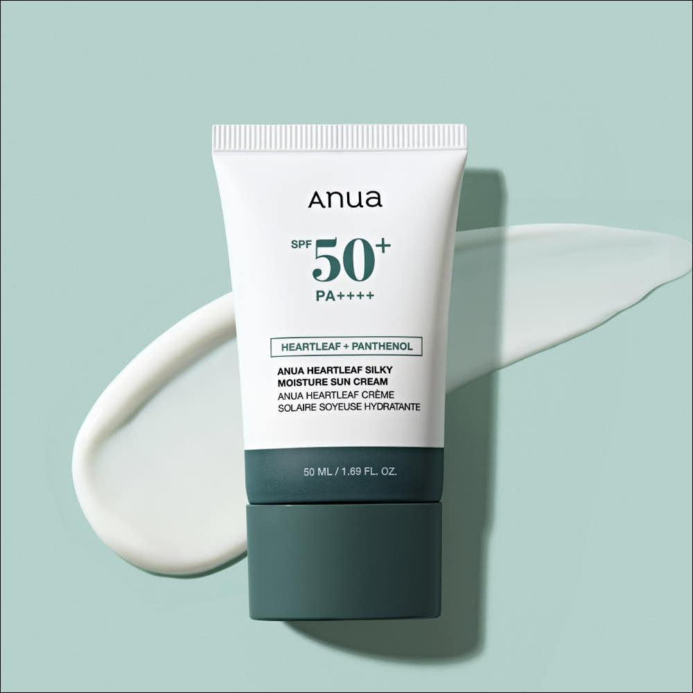 [Anua] Heartleaf Silky Moisture Sunscreen 50ml - SPF50+ PA++++, No White Cast, Non-Greasy Makeup Base, Soothing Sun Cream, K-Beauty