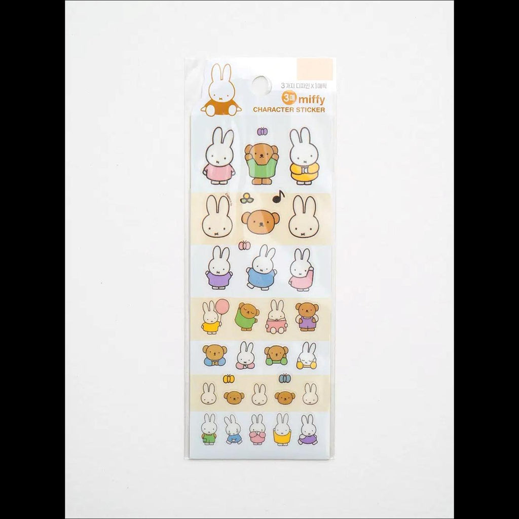 [Miffy] Daiso Korea Character Stickers 3P Set - Cute Rabbit Deco Decals for Journal & Scrapbook (Authentic)