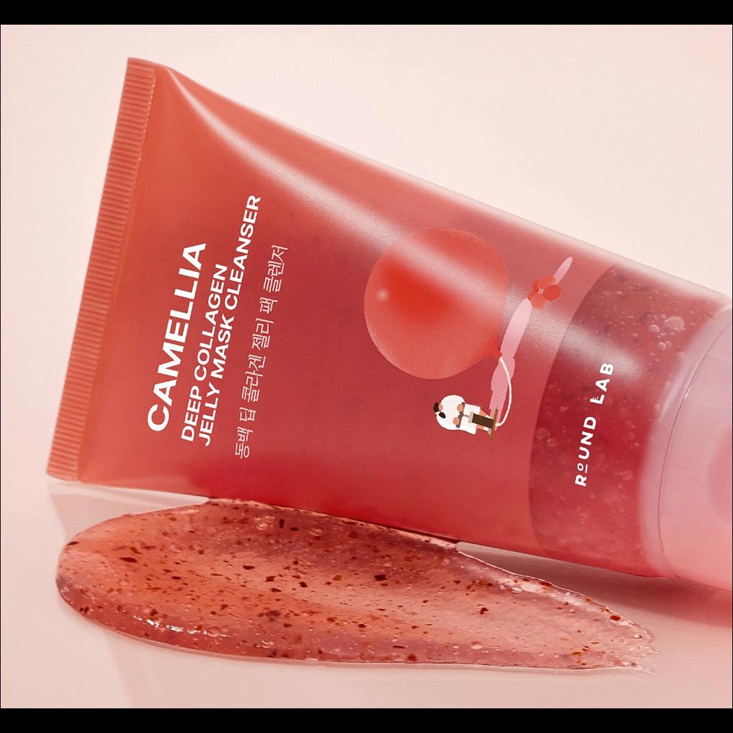 [Round Lab] Camellia Deep Collagen Jelly Mask Cleanser - Multi-Collagen & Jeju Camellia Petal Scrub for Firming & Smooth Skin, 150ml