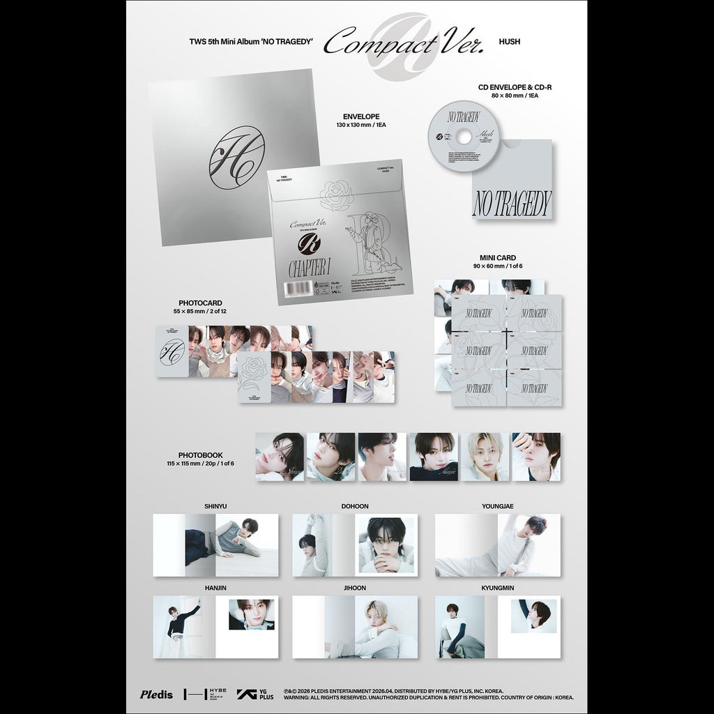 TWS 5th Mini Album [NO TRAGEDY] COMPACT Ver. (HUSH) + Free Gift
