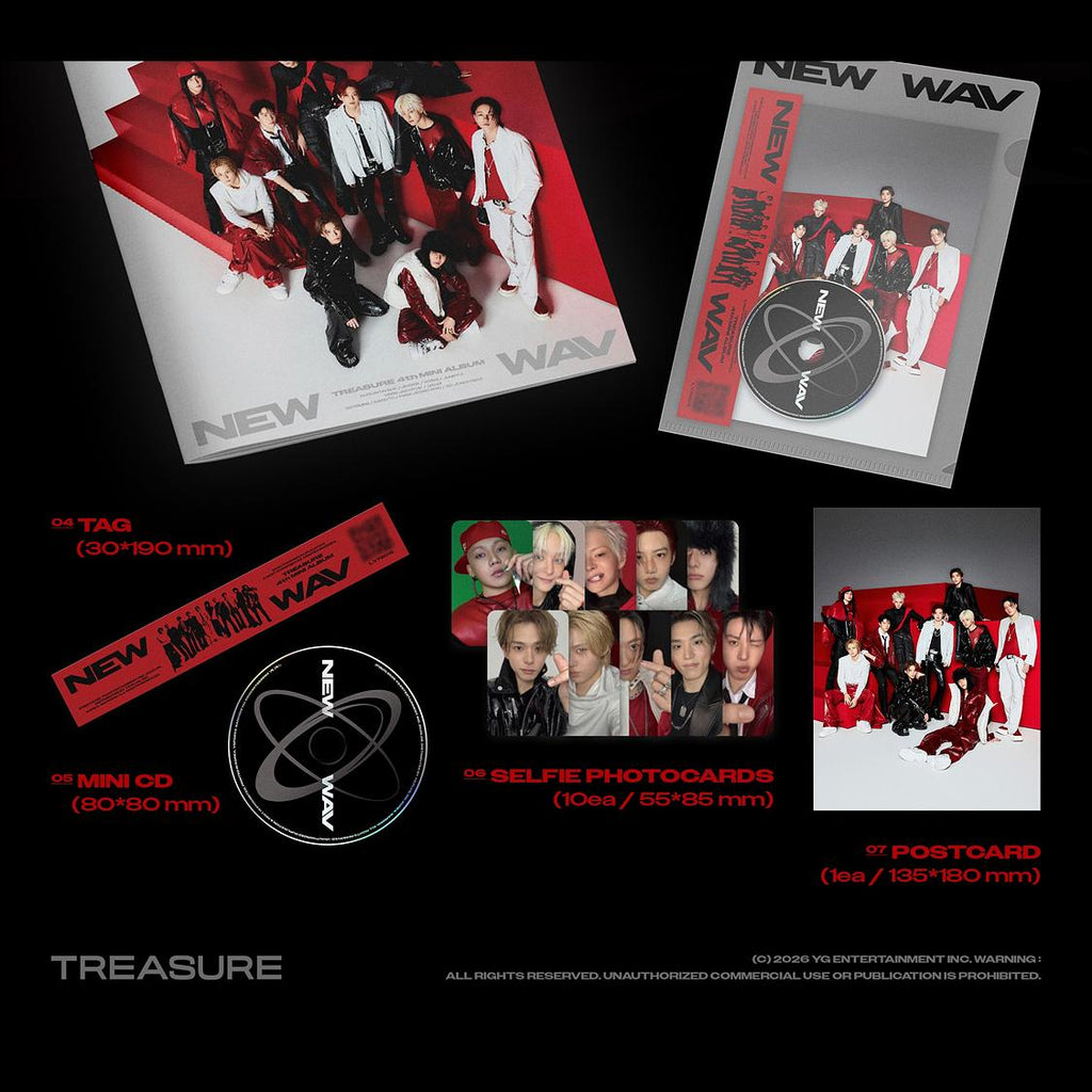 TREASURE [NEW WAV] 4th Mini Album (RED VER./ICE VER.) + Free Gift