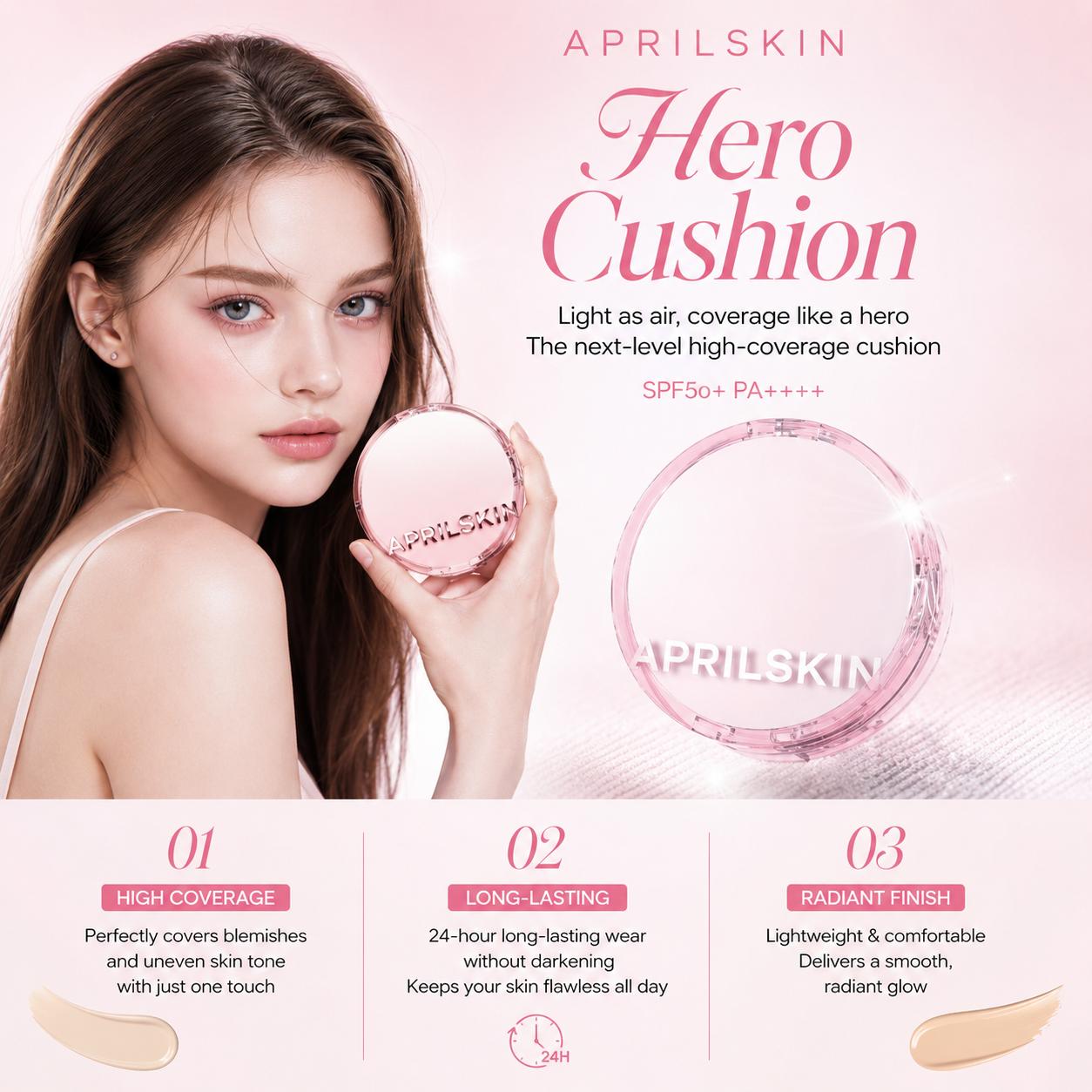 [Aprilskin] Hero Cushion 2.0 (Main + Refill Set) | Lightweight Semi-Matte Long-Lasting Foundation, K-Beauty