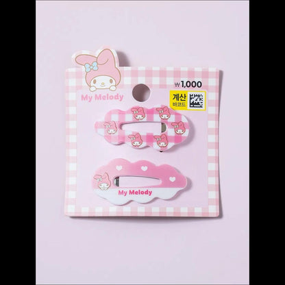 [Sanrio] Daiso Korea My Melody Cloud Snap Hair Clips 2P Set - Cute Pink Character Hairpins (Authentic K-Style)