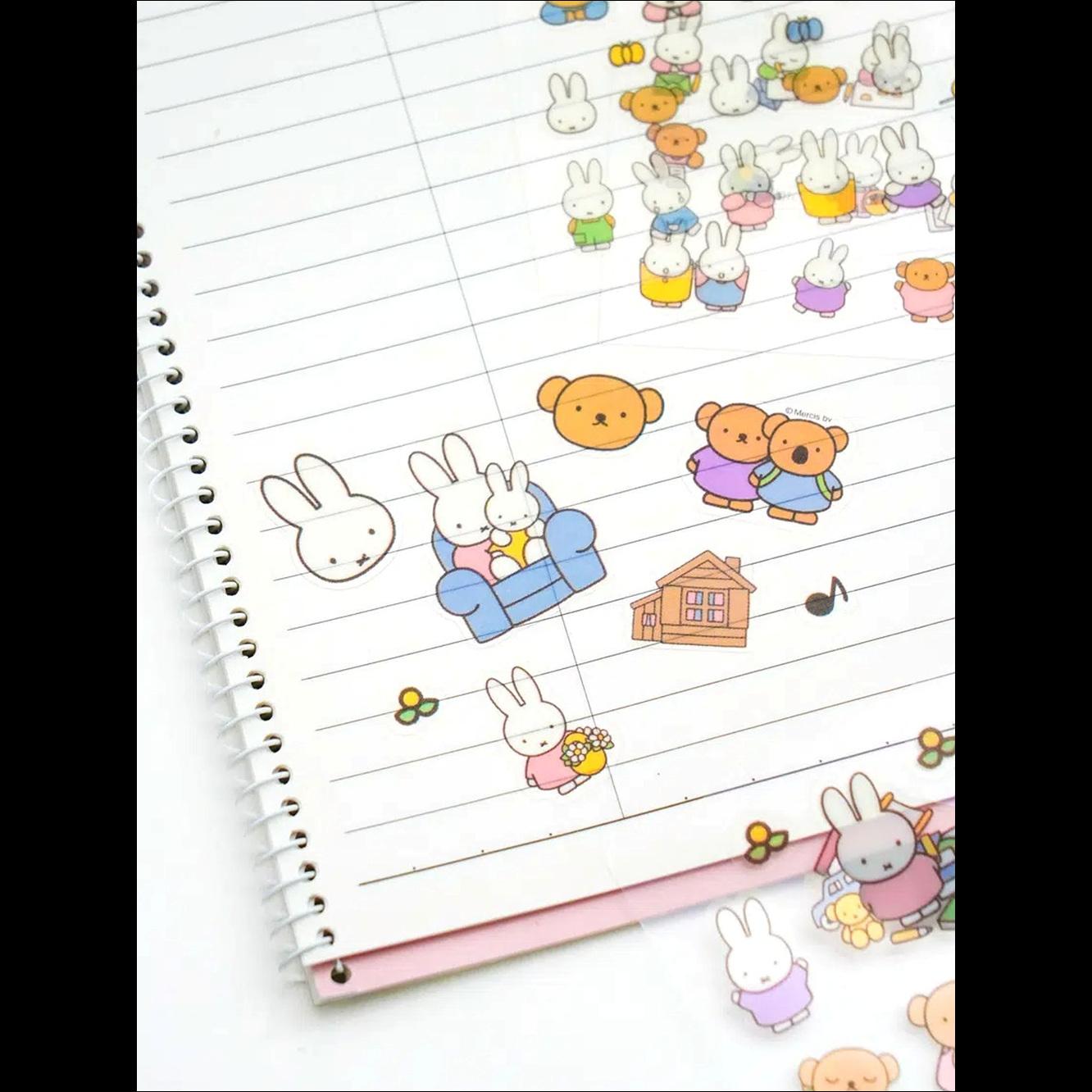[Miffy] Daiso Korea Character Stickers 3P Set - Cute Rabbit Deco Decals for Journal & Scrapbook (Authentic)