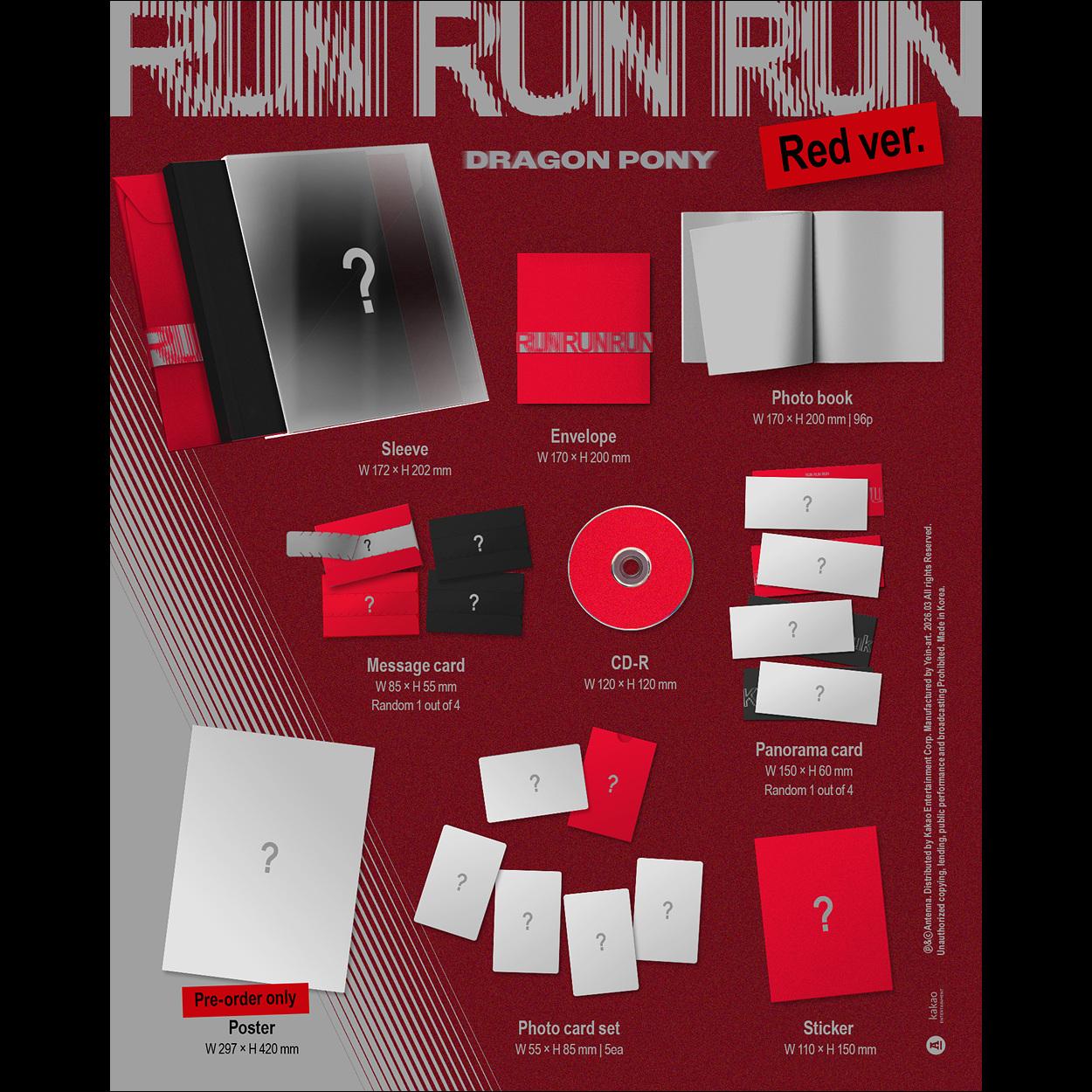 Dragon Pony [RUN RUN RUN] EP Album (RED VER. / BLACK VER.) + Free Gift