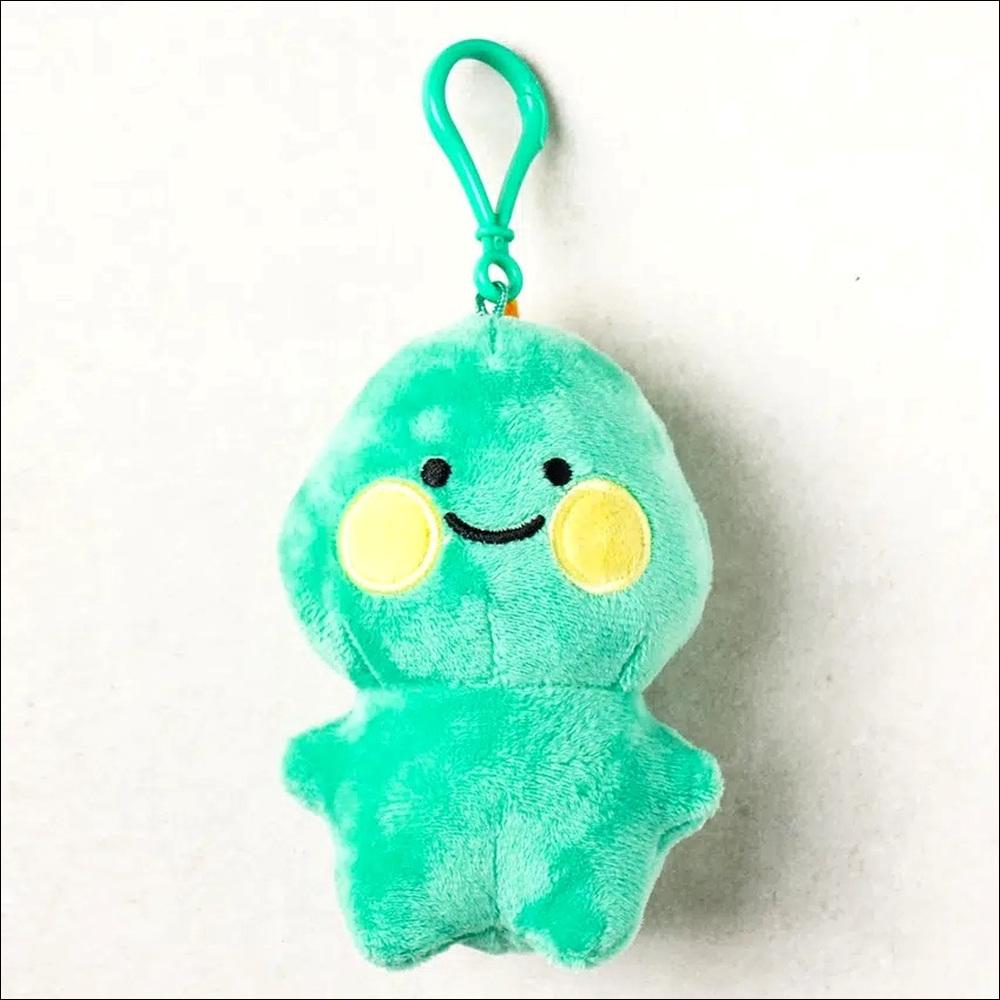 Cute Smiling Dinosaur Plush Keyring Bag Charm (green/blue)