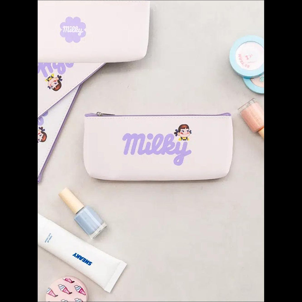 [K-Stationery] Daiso Korea Peko-chan Triangular Pencil Case - Cute Milky Girl School Supplies Organizer
