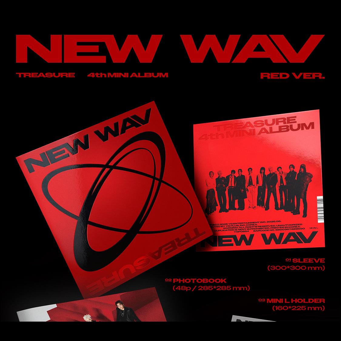 TREASURE [NEW WAV] 4th Mini Album (RED VER./ICE VER.) + Free Gift