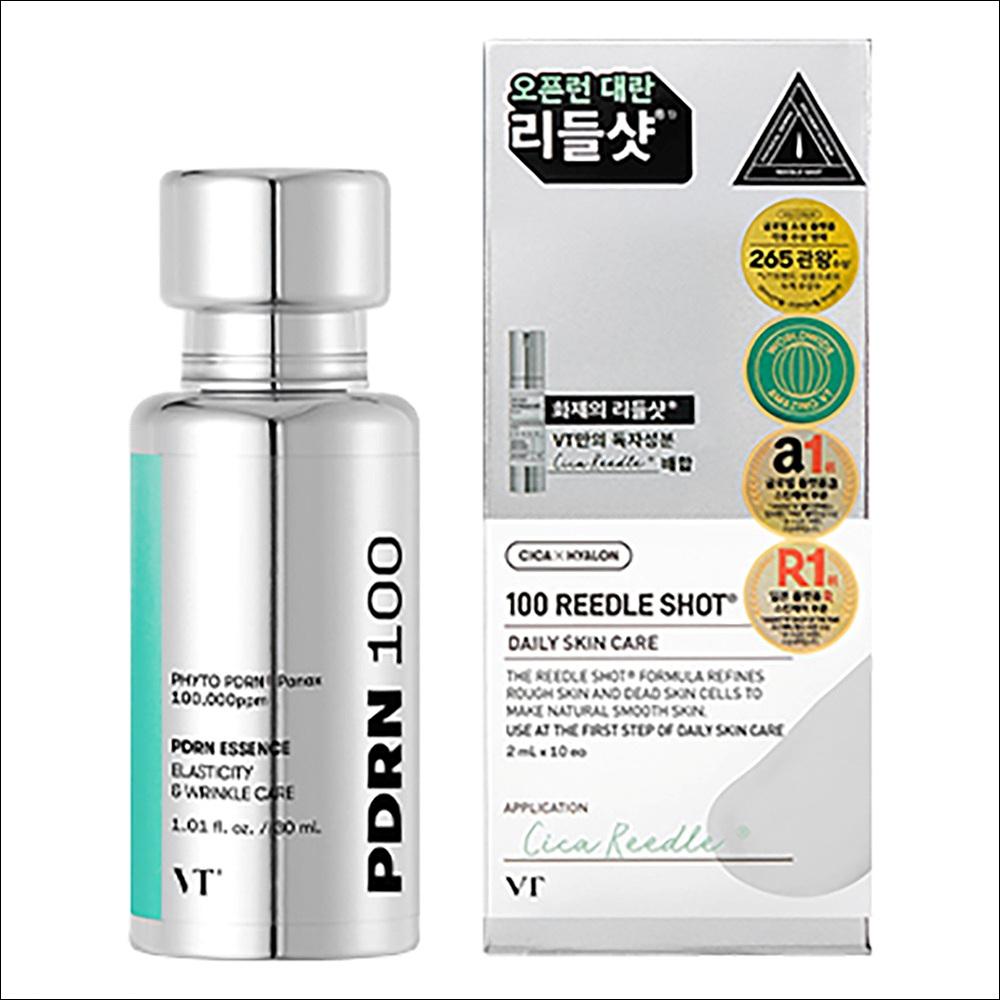 [VT Cosmetics] PDRN Essence 100 (30ml) + Reedle Shot 100 Stick Pouch Set (10 Packs), Skin Elasticity & Texture Booster, K-Beauty Special Kit