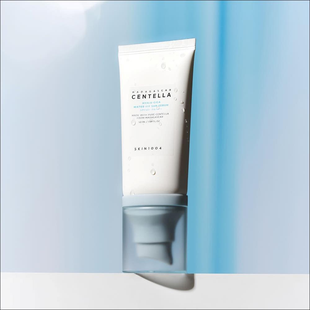 [SKIN1004] Madagascar Centella Hyalu-Cica Water-Fit Sun Serum SPF50+ PA++++ (50ml) - Ultra-Lightweight Hydrating Sunscreen, Soothing Moisture Sunblock