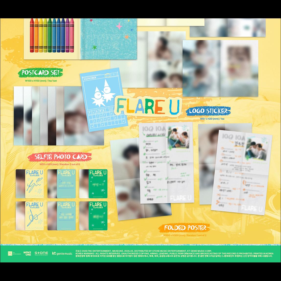 FLARE U [YOUTH ERROR] 1st Mini Album (Crayon Ver.) + Free Gift