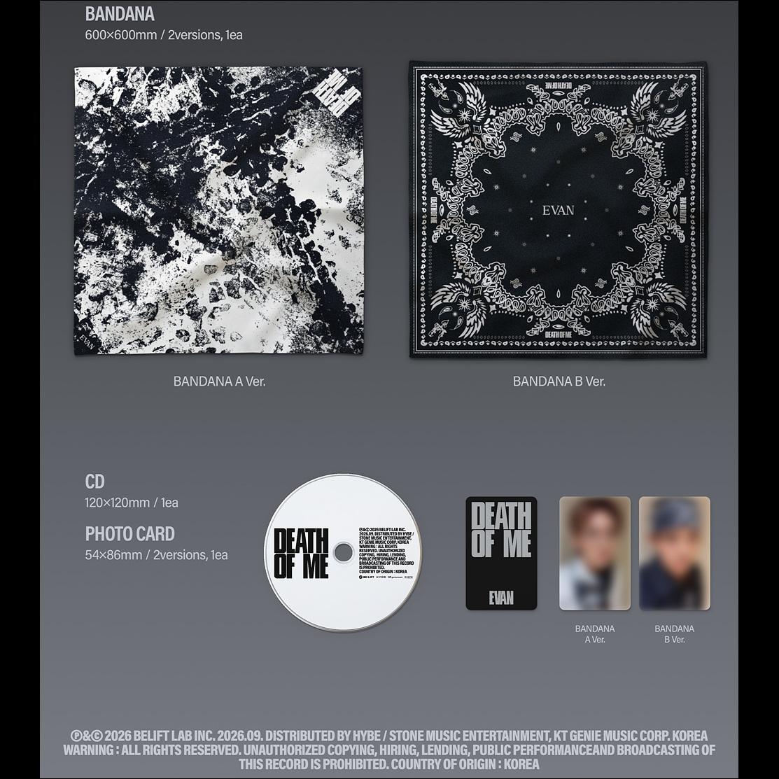 [Pre-order] EVAN [DEATH OF ME] (BANDANA A Ver. / BANDANA B Ver.) + Free Gift