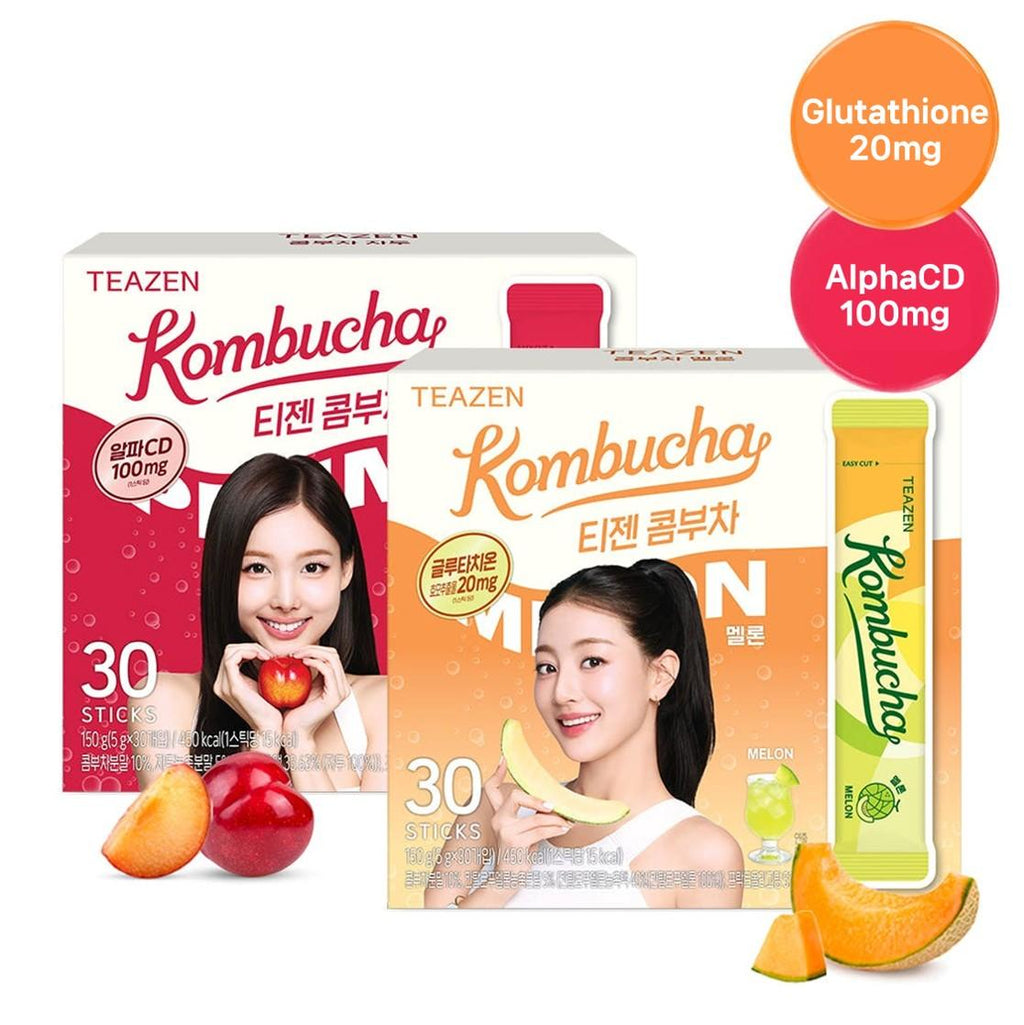 TEAZEN Kombucha Melon Glutathione 30 sticks / Plum Alpha-CD 30 sticks