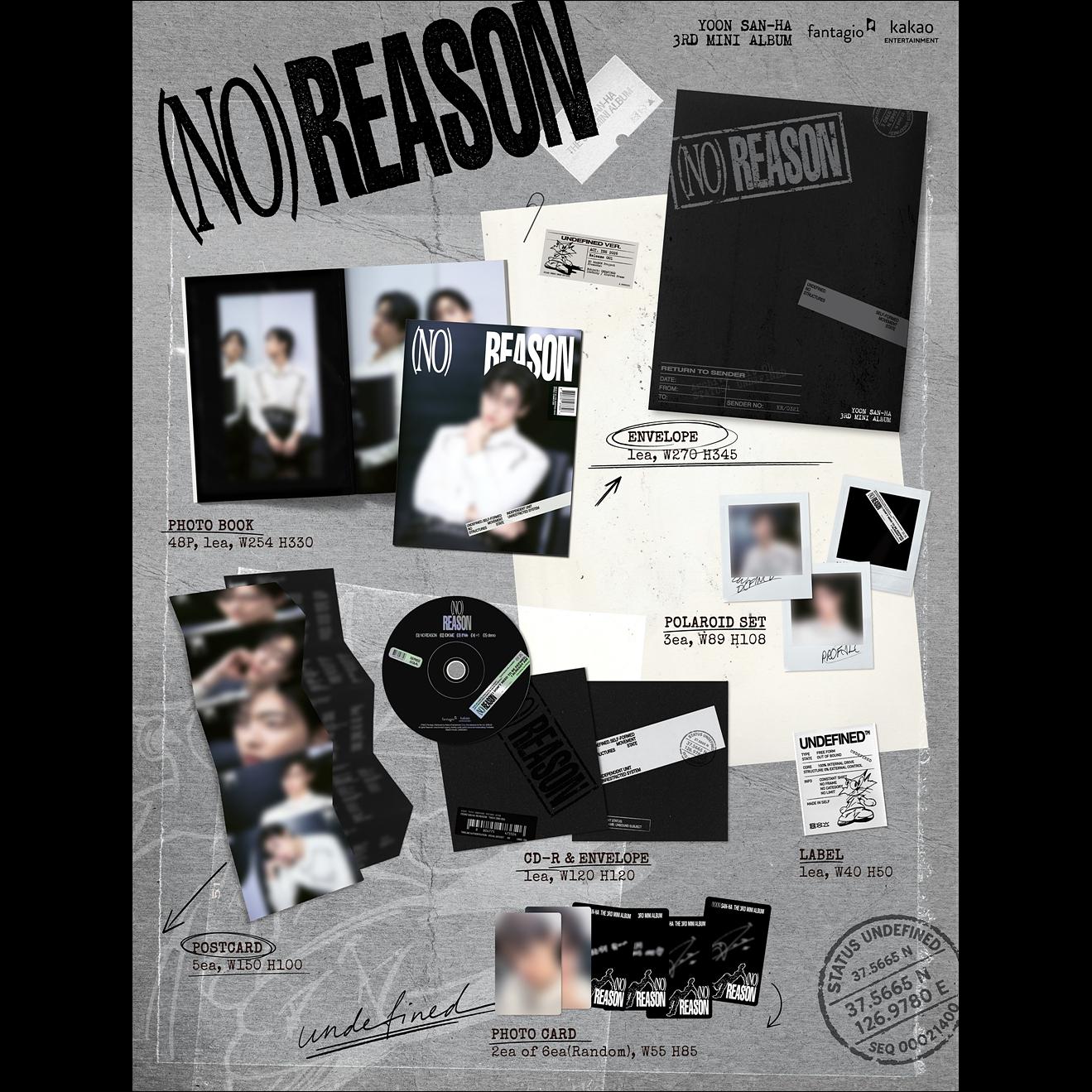YOON SAN-HA [NO REASON] 3rd Mini Album (UNDEFINED VER. / UNBOUND VER.) + Free Gift