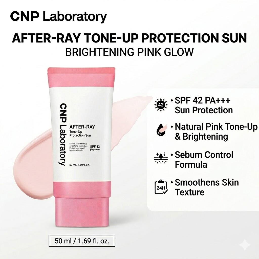 [CNP Laboratory] After Ray Tone-up Protection Sun 50ml - SPF42 PA+++, Pinkish Makeup Base & Sunscreen, Sebum Control, K-Beauty