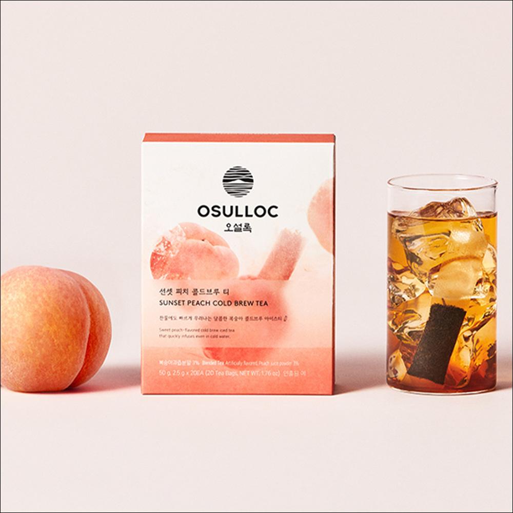 OSULLOC Sunset Peach Cold Brew Iced Tea Bags Quick Infusion Premium Peach Black Tea 50g