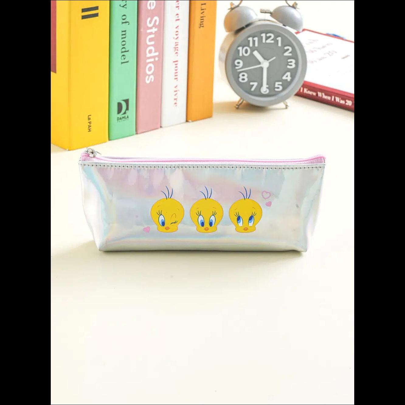 [K-Stationery] Daiso Korea Looney Tunes Tweety Hologram Pencil Case - Cute Korean Stationery School Supplies