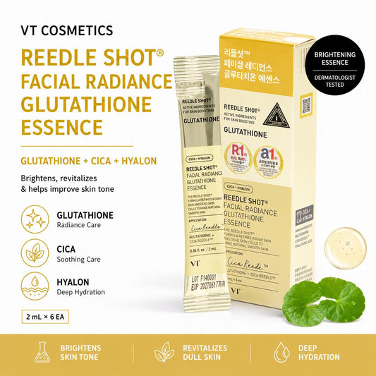 [VT] Reedle Shot Facial Radiance Glutathione Essence (2ml x 6pcs) | Micro-Needle Brightening Ampoule, K-Beauty