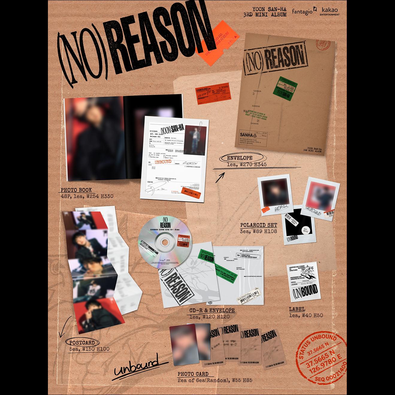 YOON SAN-HA [NO REASON] 3rd Mini Album (UNDEFINED VER. / UNBOUND VER.) + Free Gift