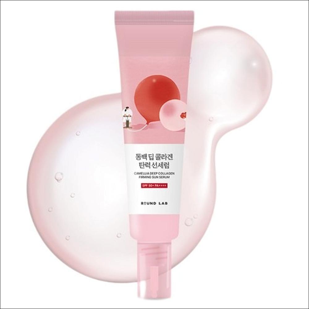 [Round Lab] Camellia Deep Collagen Sun Serum SPF50+ PA++++ (50ml) - Hydrating & Firming Sun Care, Elasticity Boost Sunblock, K-Beauty