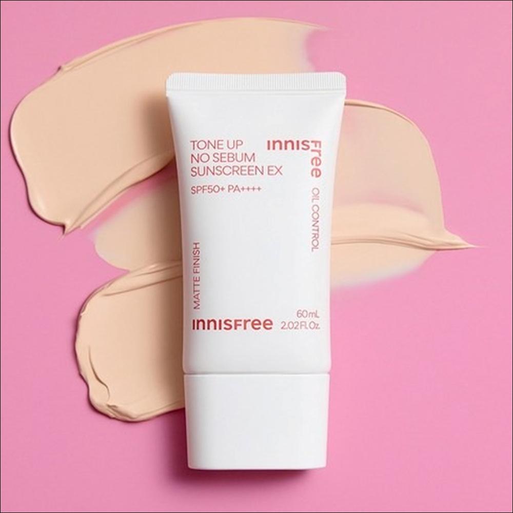 [Innisfree] Tone Up No Sebum Sunscreen EX SPF50+ PA++++ - Matte & Brightening Finish, 60ml | Olive's K-beauty