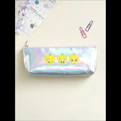 [K-Stationery] Daiso Korea Looney Tunes Tweety Hologram Pencil Case - Cute Korean Stationery School Supplies